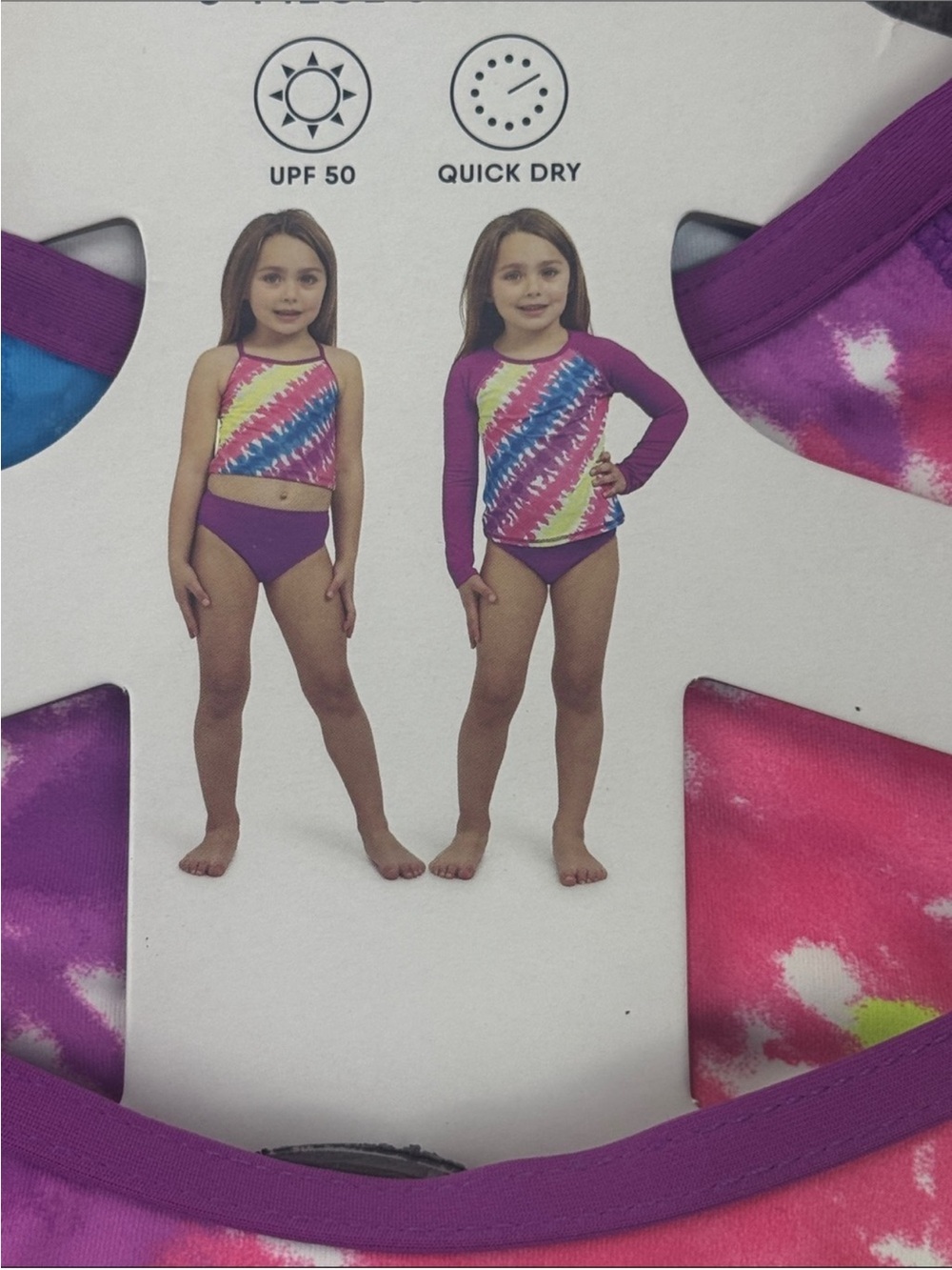 Lands' End 3 Piece Swim Set Girls Geometric UPF 50 Quick Dry
Outdoor Purple